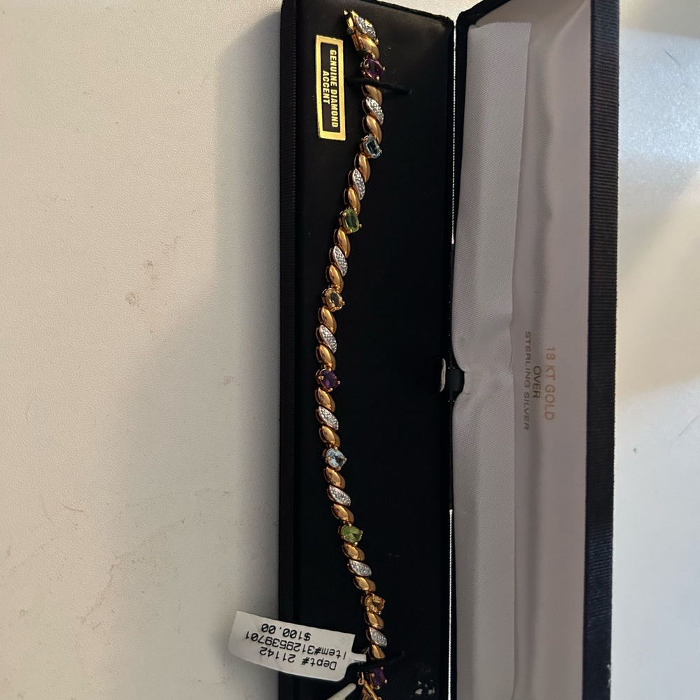 18K Gold Multi-Color Gemstone Bracelet